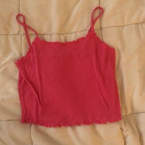 PINK LETTUCE HEM CROP TOP